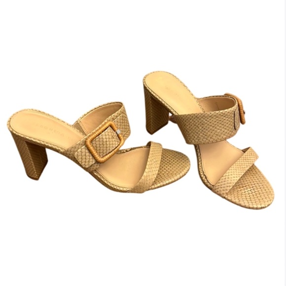 VERONICA BEARD Galoma Heeled Textured Leather Sandal - Coco - 8.5 - Picture 2 of 10